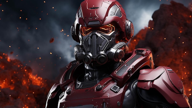 red cyborg HD wallpaper photographic image