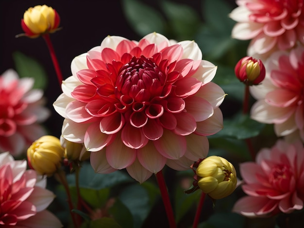 Red Dahlia Flower generated by Ai