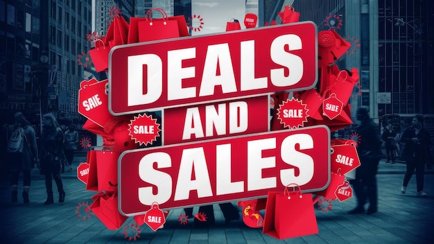 Photo red deals and sales sign for promotional events