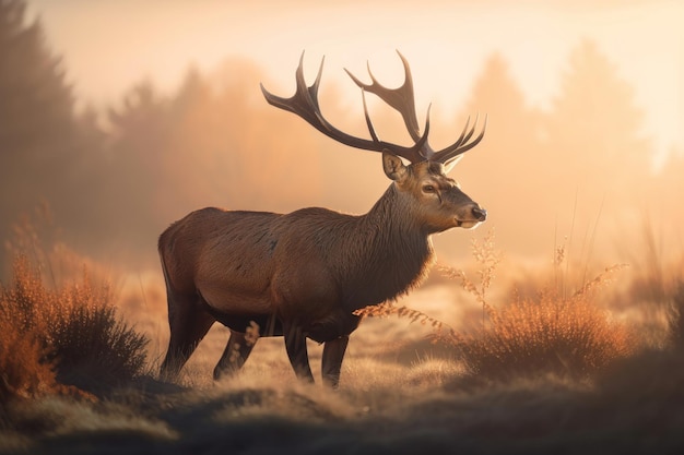 Red Deer in morning Sun AI generated