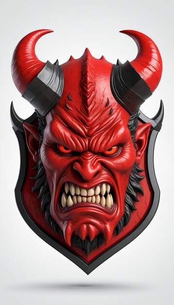 Photo a red devil head with horns and horns