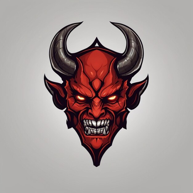 a red devil head with horns and a red dragon head