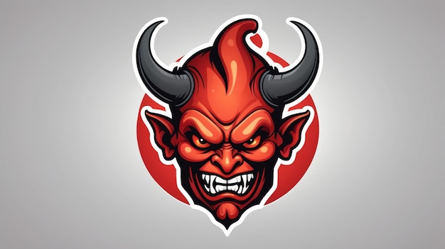 Photo a red devil head with a red face and horns