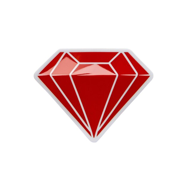 red diamond sticker isolated on white background