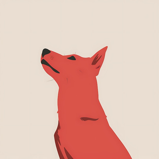 a red dog head with a black nose and a red line on the bottom