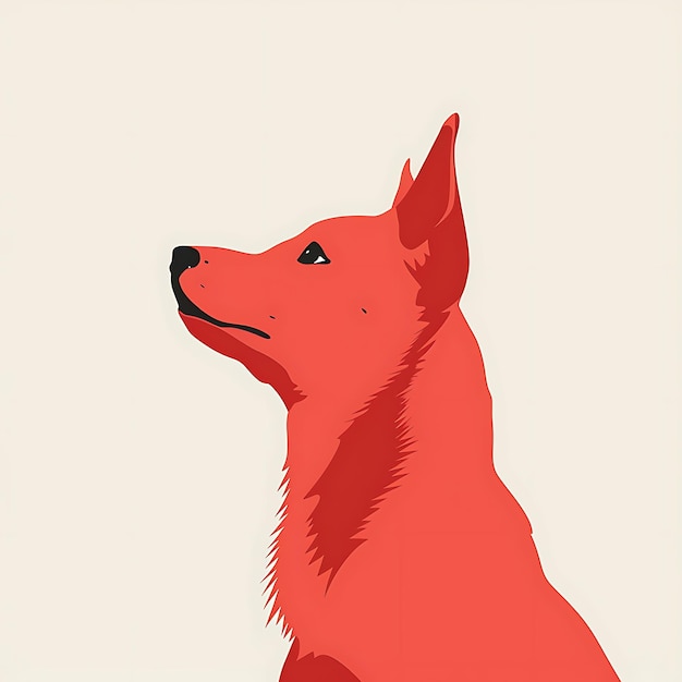 Photo a red dog with a black nose and a red background