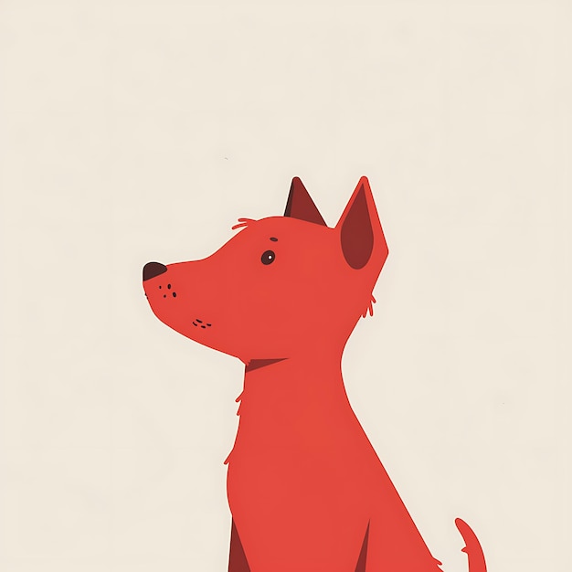 a red dog with a black nose and a red dog on the front