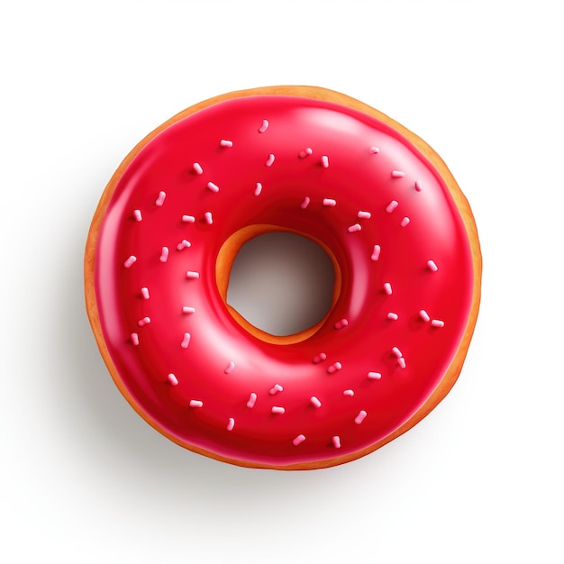 Photo red donut isolated on white background top view