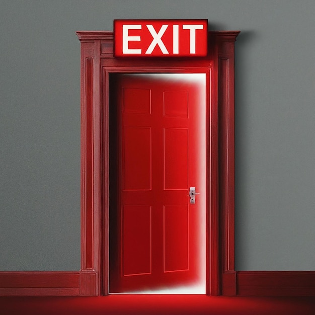 Photo a red door with an exit sign above it