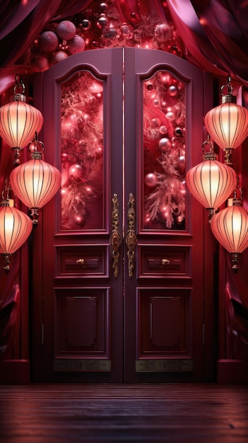 a red door with a gold door that says quot lantern quot