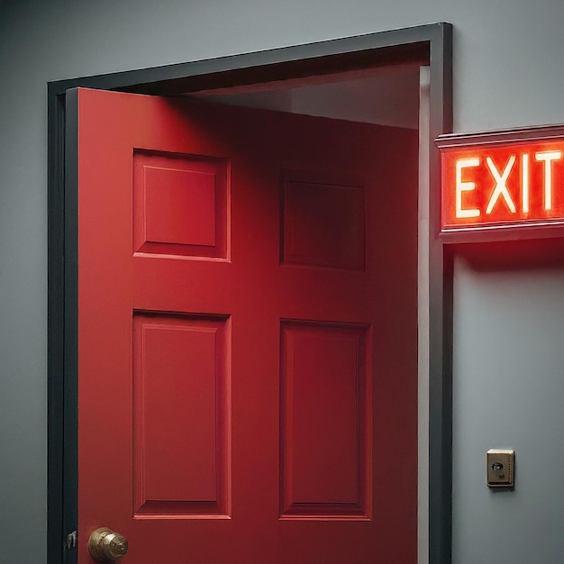 Photo a red door with a red exit sign above it that says exit