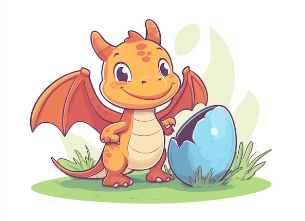 Photo a red dragon with a blue egg next to it