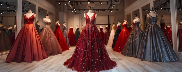 a red dress with a red beaded on the front is shown in a store