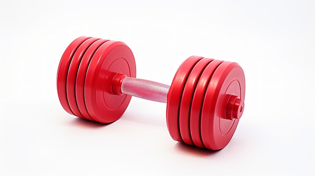 red dumbbells on a white background