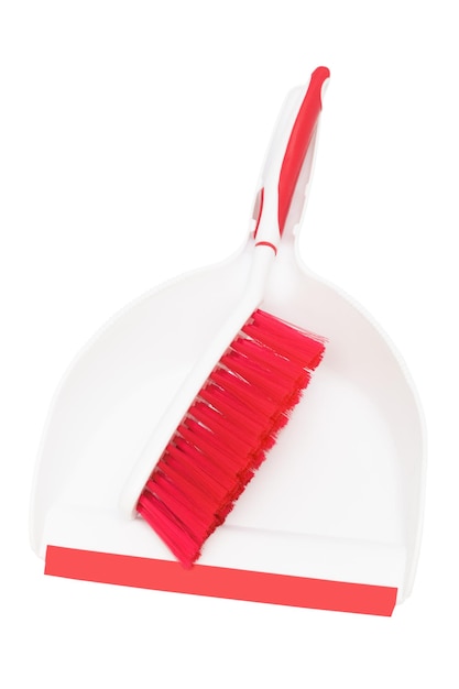 Red dustpan and brush