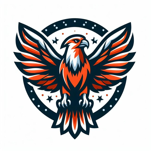 Photo a red eagle with a red tail and stars in the center