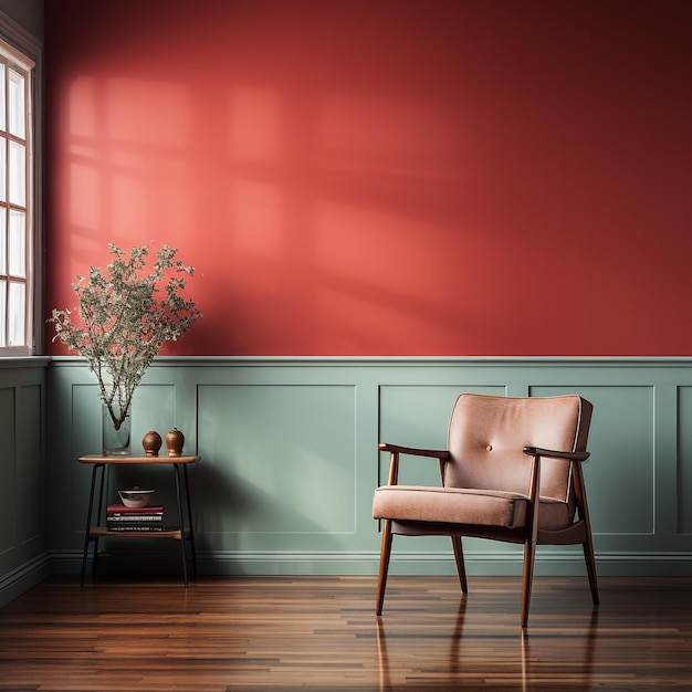 Red elegance and luxury chairs with red background wall