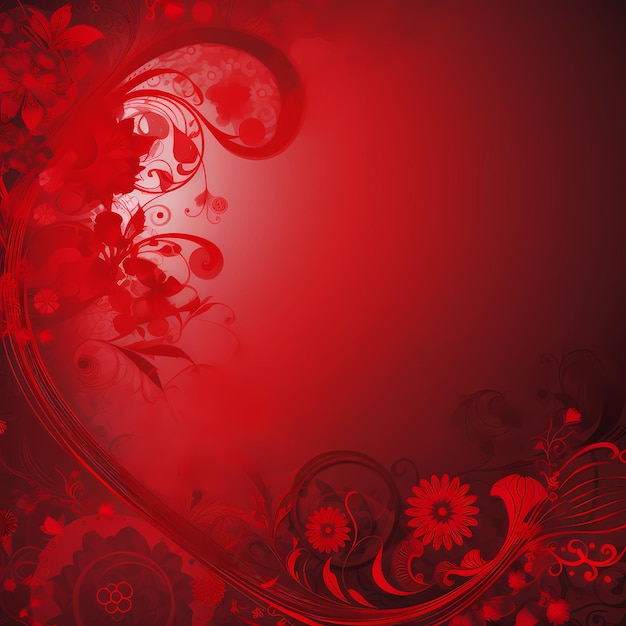 Red Elegant background with flower ornament generated ai