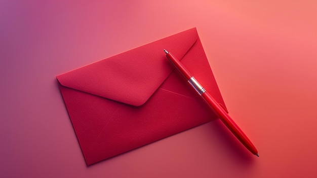 a red envelope with a red pen