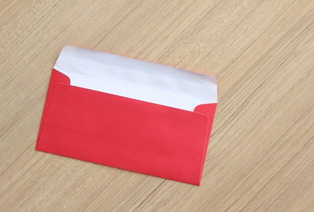 red envelope on the wooden background