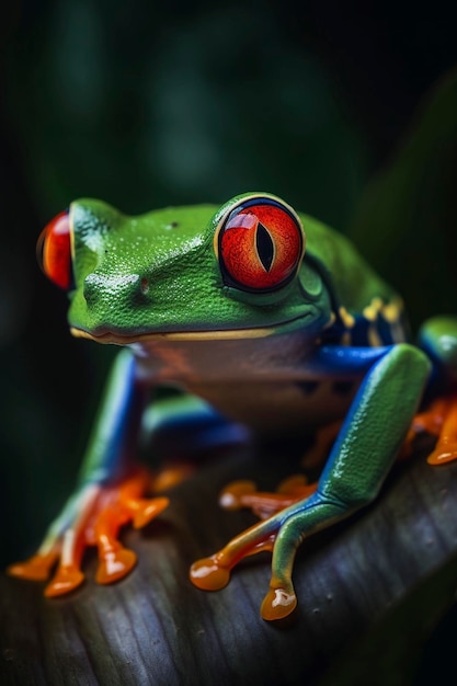 Red Eyed Tree Frog Agalychnis callidryas created with generative AI