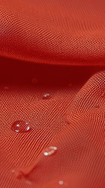 Photo a red fabric with water drops