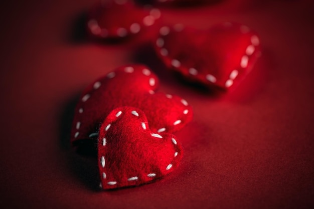 Red felt hearts