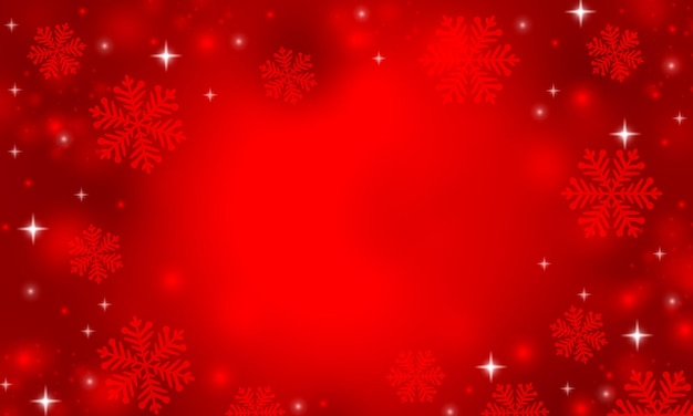 Red festive background with snowflakes.