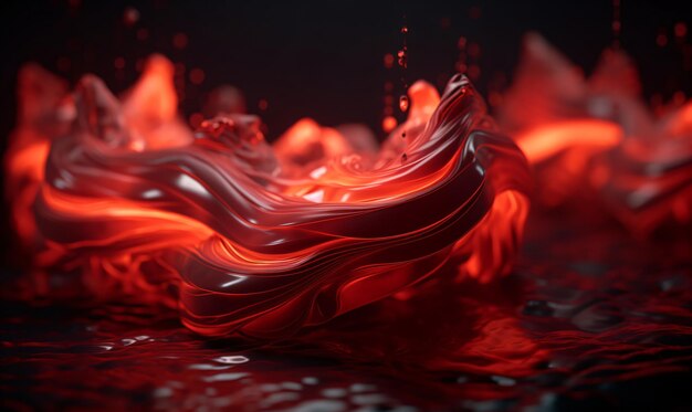 Red fire abstract wavy background