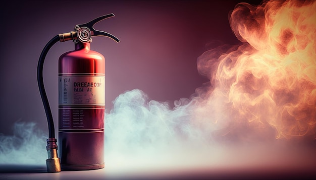 A red fire extinguisher with the words distilled fire extinguisher on it.