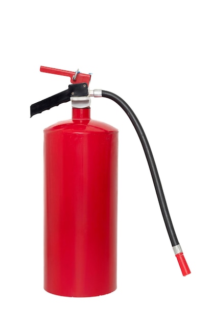 Red fire extinguisher without label and with white background