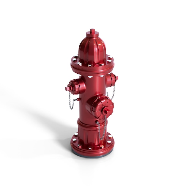 Red Fire Hydrant Isolated on White Background 3d Rendering