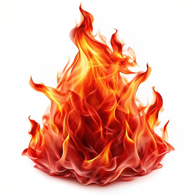 Red fire isolated on white background