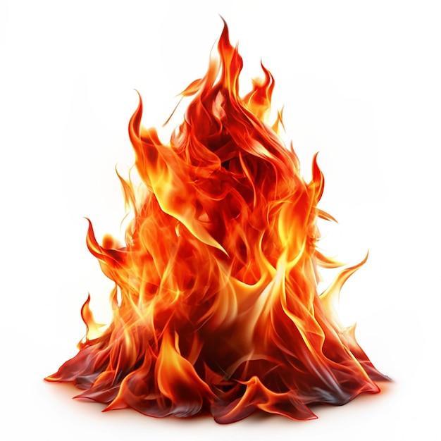 Red fire isolated on white background