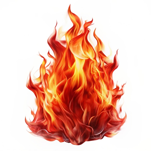 Red fire isolated on white background