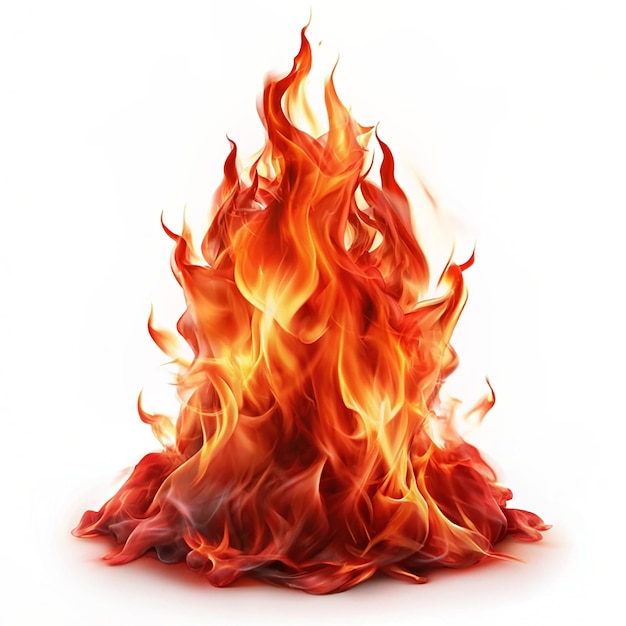 Red fire isolated on white background