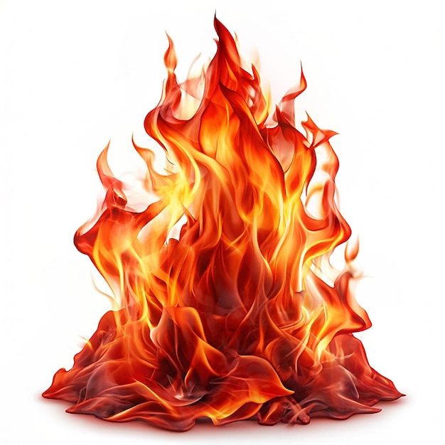 Red fire isolated on white background