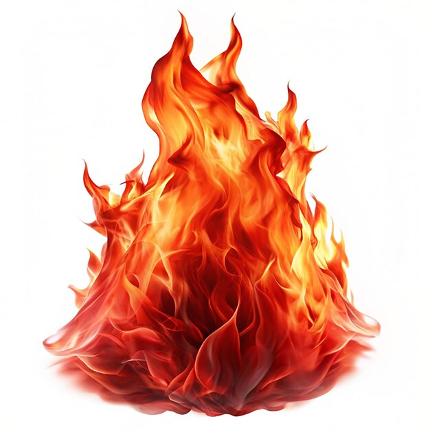 Red fire isolated on white background