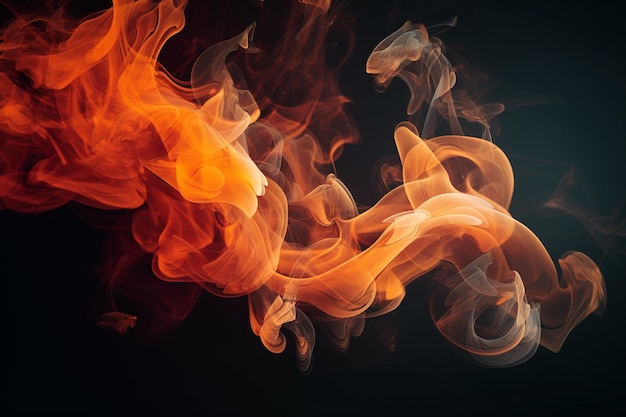 A red fire smoke against a black background