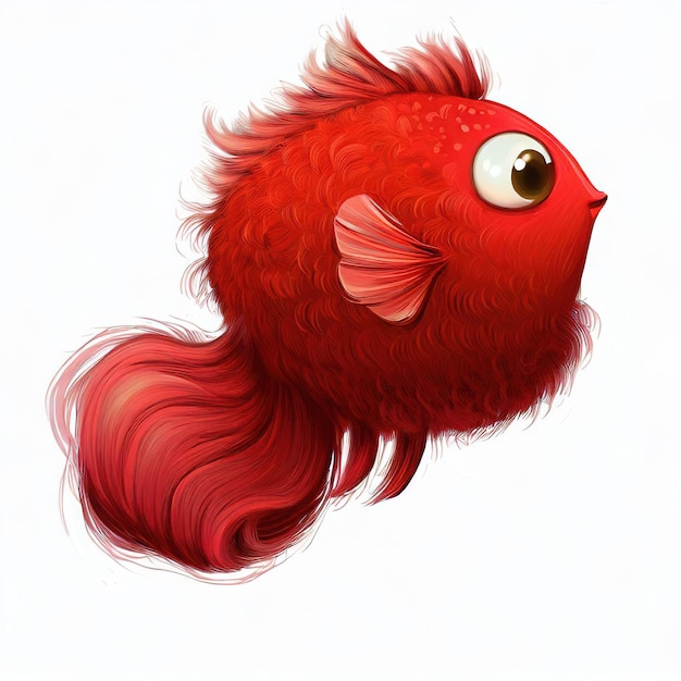 A red fish with a big eye and a big tail