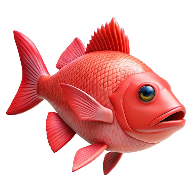 a red fish with a yellow eye and a red fish on the side