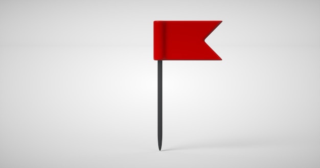 Red flag GPS Pin icon 3D Rendering