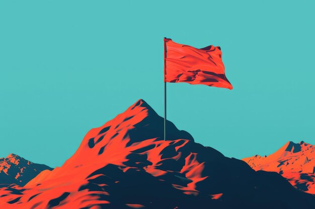 Photo red flag on mountain