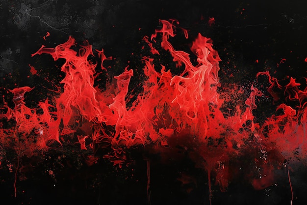 Red flames of fire on a black background Design element for Halloween