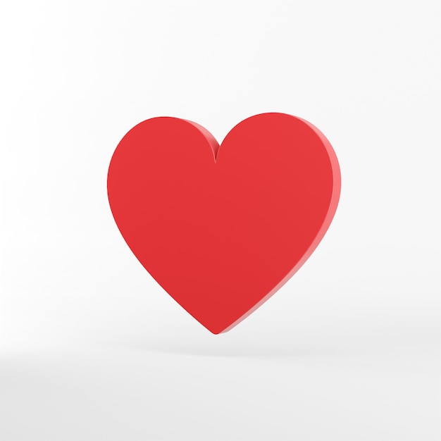 The red flat heart icon. 3D rendering.