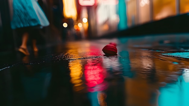 a red flower in the rain