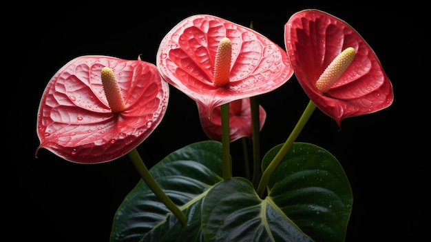 Photo a red flower with a green leaf that says hibiscus