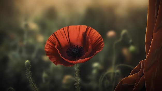 a red flower with the word quot poppy quot on it