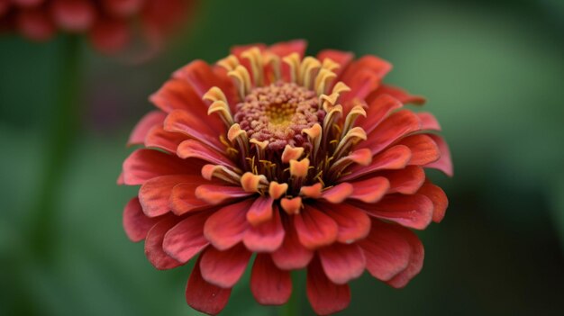 A red flower with a yellow center and a red center.