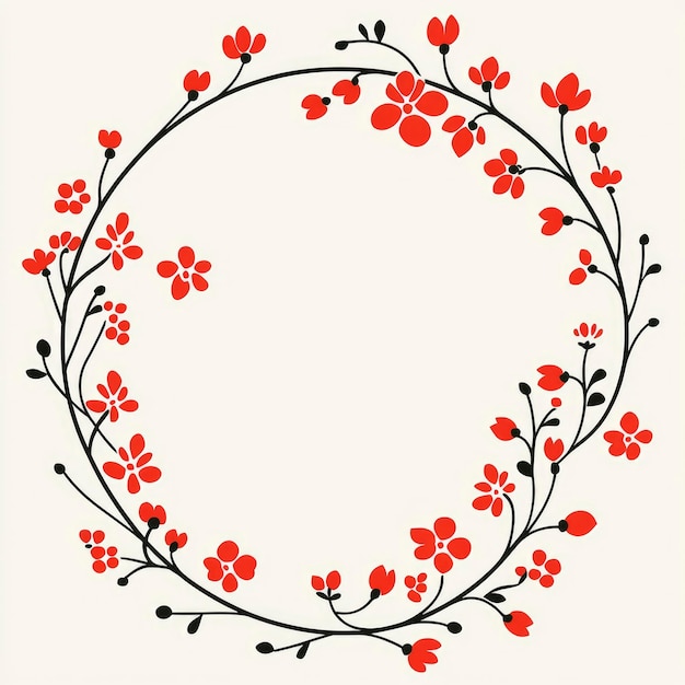 Photo red flower wreath frame